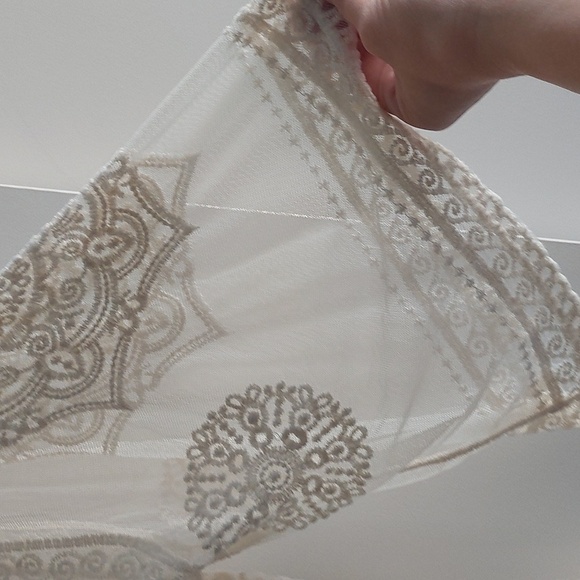 Floral Crochet Open Front Ivroy Kimono Knee Length M/L Bohemian Festival Indie - Picture 6 of 7